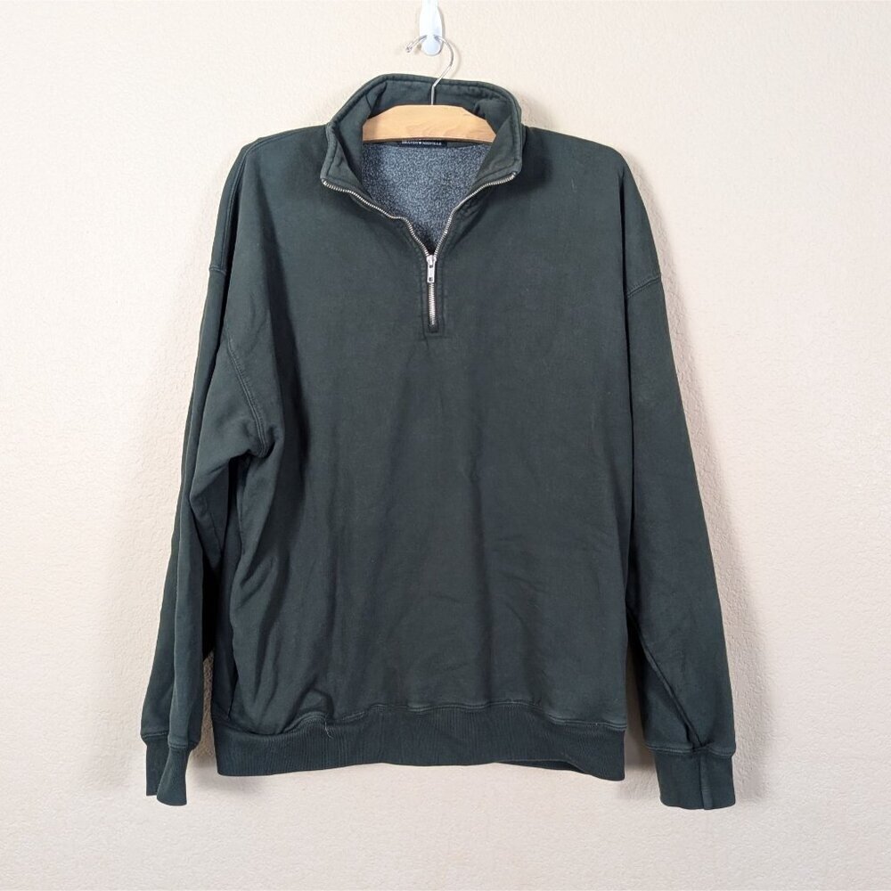 BRANDY MELVILLE Missy 1/4 Zip Sweatshirt Forest Green Oversized Granola Girl
